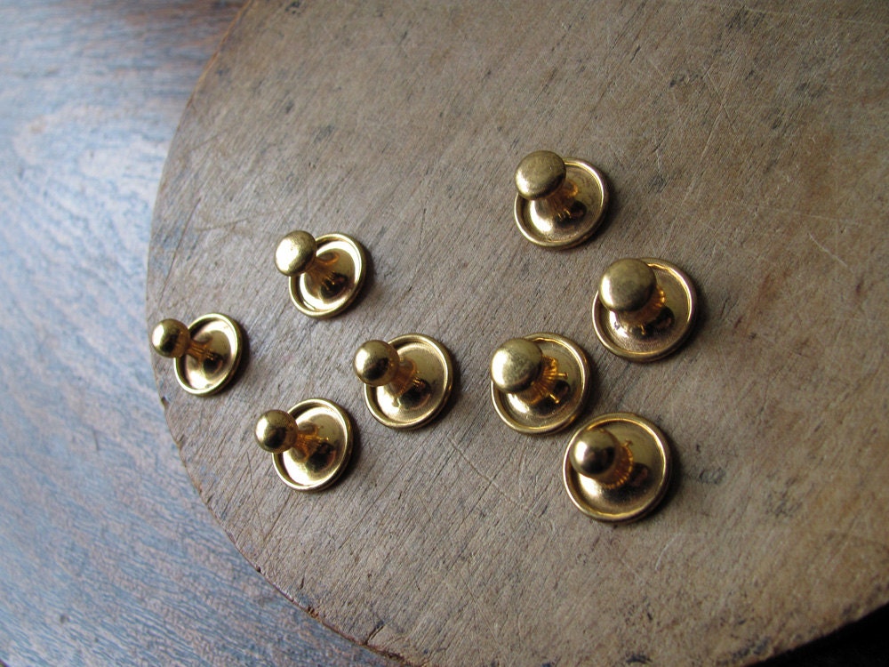 8 Collar Studs Vintage Mens Accessories Jewelry Gold Shirt 3 Sizes Metal Marked King All One Price.