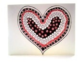 No Ordinary Love Card-  Hand Drawn Card - Modern Heart - Ink Drawing Black and White, Red