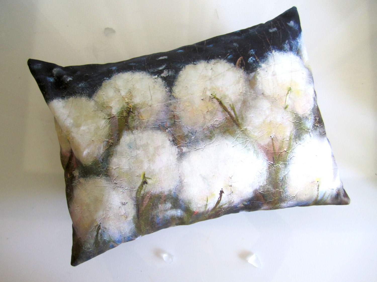 Dandelion Pillow Cover - Decorative Designer Pillow Cover - Original Painting "11:11 Make A Wish" Pillow by Michele Soares