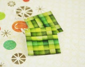 Geomertric green earrings  - green earrings, square earrings, geometry jewelry, yellow lime green, gift idea for her - made to order