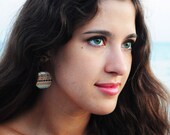 Tribal earrings  - resin earrings, african print, jewelry, brown black, native, gypsy, gift idea for her - made to order