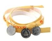 Beige wristband-  ship, sea gulls and shell sterling silver 925 pendants on satin ribbon