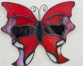 Butterfly Stained Glass Suncatcher in Shades of Red