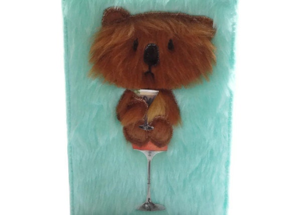Funny birthday card / Handmade bear with cocktail funny card