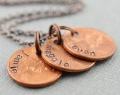 Family Penny Mother Necklace Hand Stamped by TheCopperFox