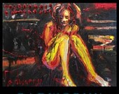 Oil Paint on Gallery Wrapped Stretched Canvas 24 by 30 by 3/4 in./ Original Oil Painting Unique Expressionist Art Outsider Girl Thick