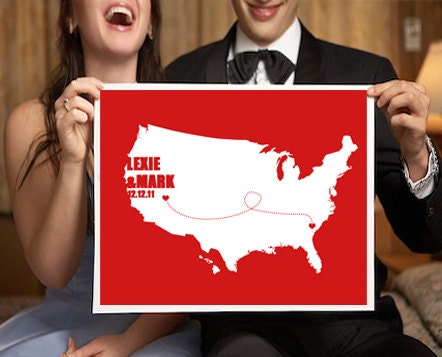 Valentines Day Gift Family US map art Custom /Personalized Map Print/Great Wedding Gift/Family art,announcement Engagement Guest Book