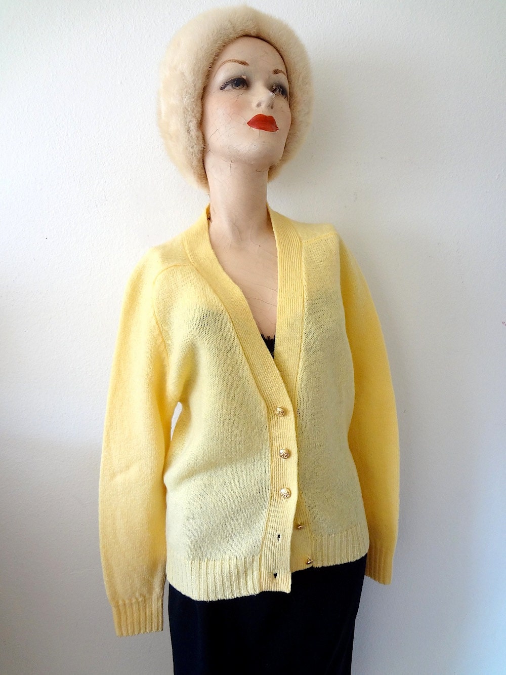 1960s Wool Sweater / Limoncello Knit Cardigan
