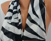 BIG SALE Zebra Infinity Scarf Shawl Circle Scarf Loop Scarf Gift -fatwoman - Black White