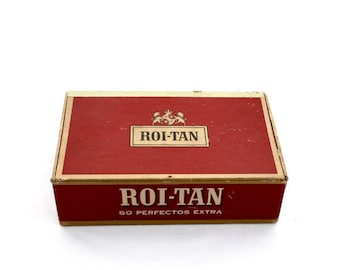 Vintage Cigar Box Roi Tan Perfectos Extra Collectible Decor Ephemera Supplies