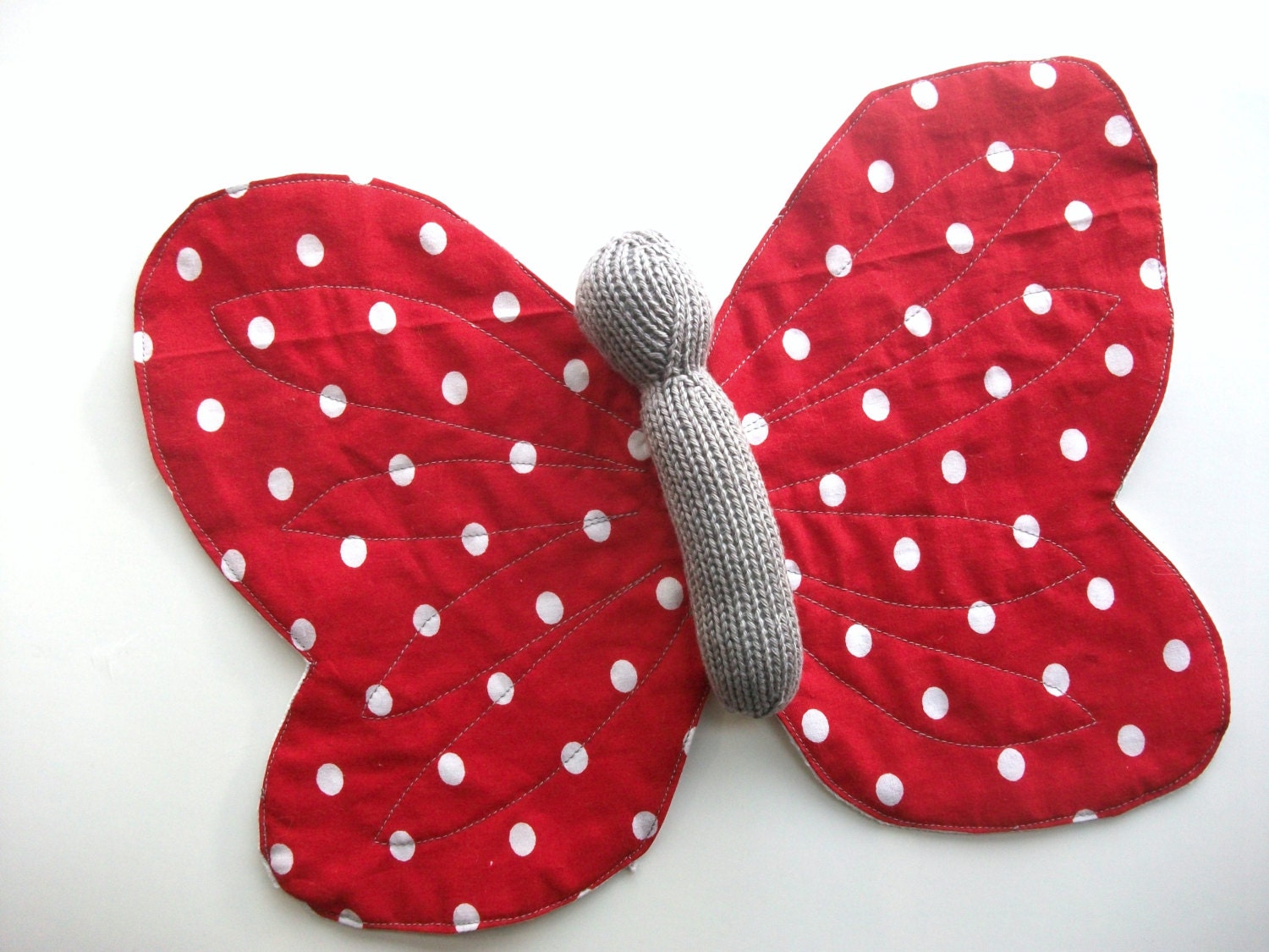 Baby Butterfly to cuddle - Red & gray