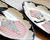 Vintage Hand Decorated Couple Portrait Plates Set Wall Hangings Wedding Anniversary Gift