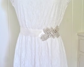 NEW - HAYLEY- Rhinestone applique sash, bridal crystal belt, dramatic wedding belt - ready to ship