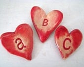 Initial Letter heart brooch / pin / button / badge. Ceramic. Made in Wales, UK