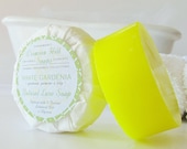 WHITE GARDENIA Natural Round Soap - large 5 oz soap, spring scents, gift wrapped, handmade, glycerin, vegan, lily, jasmine