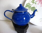 Blue Enamel English Countryside Tea Coffee Pot