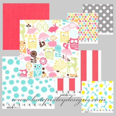 Coral and Grey Baby Bedding, Custom