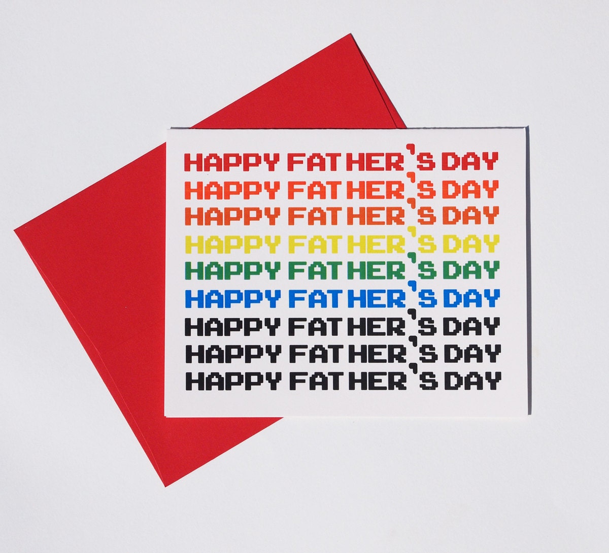 Geek Happy Father's Day card 8 bit gamer blank notecard for dad 80's retro inspired