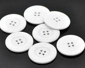 6 Large White Buttons with Ribbed Edges Perfect for Sweaters and Coats BUT150 - BohemianFindings