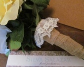 Bridal Bouquet Wrap // Beaded Lace, Burlap, Ribbon