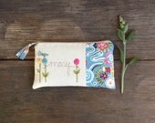 bridesmaid gift, floral zipper clutch, personalized, gift for friend, mother's day gift, MADE TO ORDER by mamableudesigns on etsy