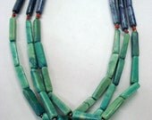 vintage turquoise & lapis gemstones beads necklace from rajasthan india