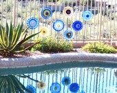 Glass Flower Garden Art Yard Decor Sun Catcher Reclaimed Material Mothers Day Gift Idea TAISIE