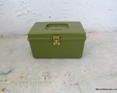 Sewing Kit Vintage Avocado Green Wilhold small box