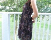 1970's Rehashed Black Floral Disco Dress