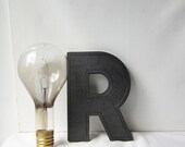 Vintage Black Textured "R" -  Plastic 3-D Letter - Sign - Marquee - 8 1/4" Tall - Wagner Sign Service