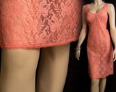 Coral XL plus size vintage full slip 1980s vintage (PL279)