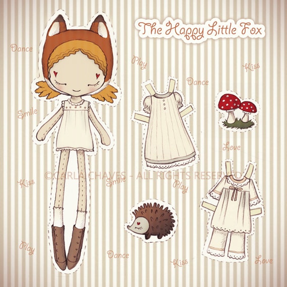The Happy Little Fox paper doll