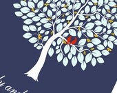 Wedding Guest Book Alternative Print--  To Be Personalized With Guest's Signatures - 17x22 - 160 Signature Wedding Guest Book tree