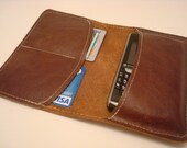 Handmade Brown Leather Passport, Cell Phone and/or iPod Wallet - Genuine Leather - CUSTOM MADE to Order