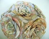vintage atlas map rose bouquet for weddings, toss bouquet, centerpiece or vase