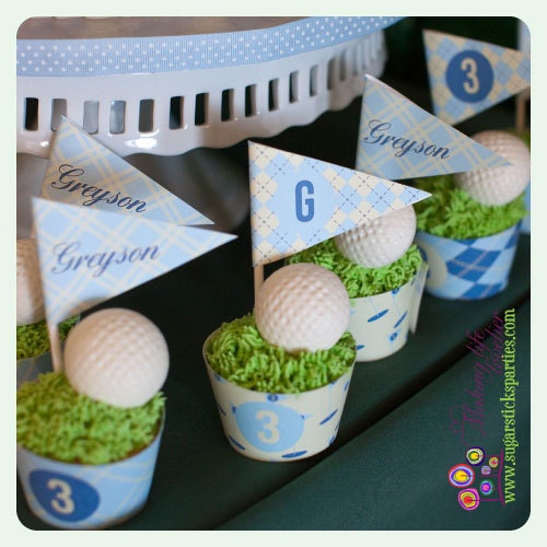 Golf birthday Cupcake flags DIY printable file Il_170x135