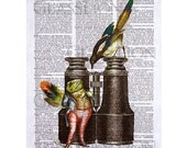 Birdy & Mr Toad Print on a Vintage Dictionary Page