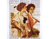 Women Golfers Print on an Antique Dictionary Page
