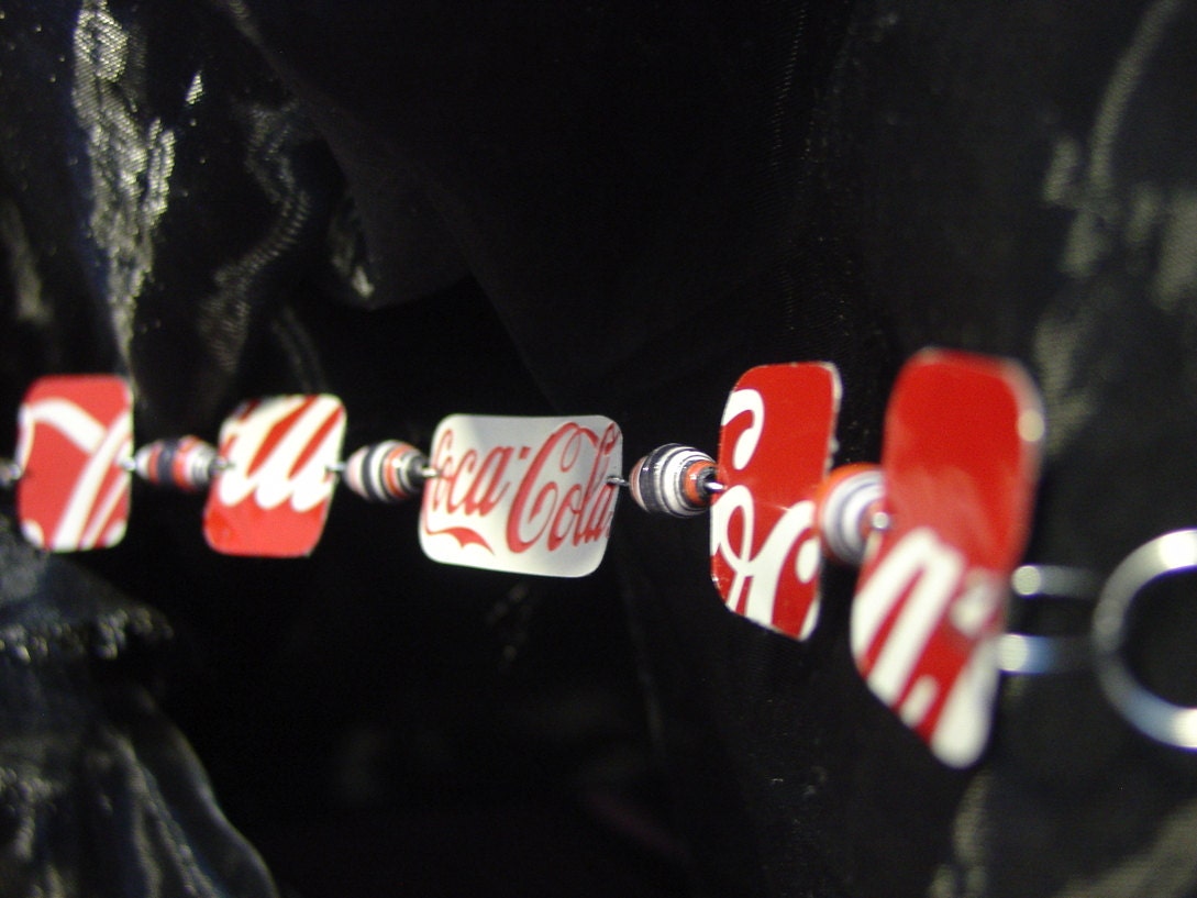 recycled coca cola bracelet - upcycled coke can, junk, soda can, ecological, coca cola, metalwork bracelet