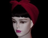 Burgundy  Rockabilly 50's Style Hair n' Neck Chiffon Scarf