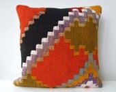 Handwoven Turkish Rug Pillow Cover, Decorative Pillows, Accent Pillow, Throw Pillow, Kilim Pillow Cover, Vintage Pillow, Lumbar Pillow