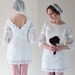 Miss 1960s---Short Lace Wedding Dress with Sleeves---vintage inspired