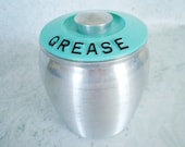 Turquoise Blue Kromex Aluminum Grease Jar - 1950s Vintage Metal Range Set