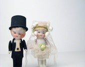 vintage Wedding Cake Topper 20s   /  Bride and Groom / vintage wedding  / Art Deco / Flapper / Antique BISQUE DOLLS