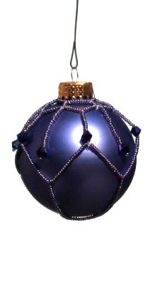 Round Chirstmas Ornament - 8" Round - Purple Beadwork on Purple Ornament