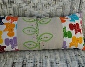 elephants linen and leaves hand printed pillow