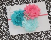 Little Mermaid Shabby Chic Headband  (Newborn, Toddler, Child)  Photo Prop
