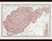 Antique Map - WEST VIRGINIA & North CAROLINA - 1911 Map Page - Buy 3 Maps, Get 1 Free