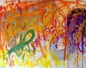 original abstract expressionist oil on canvas 30 x 40 "Buy a ticket" by Kerry Steele