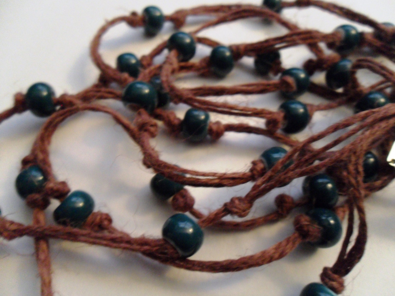 Boho Chic Deep Ocean Teal on Burgandy Hemp